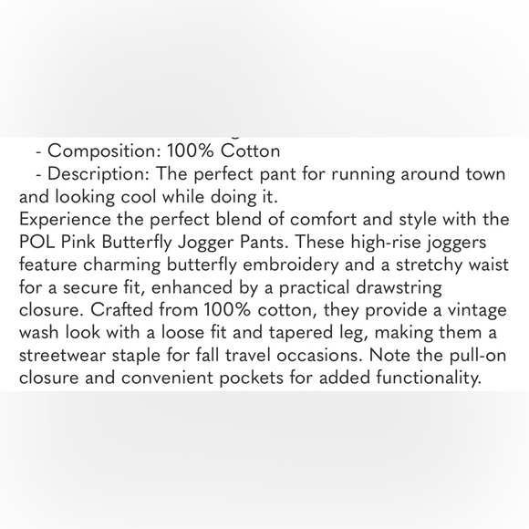 POL cotton embroidered Butterfly Pink Wide-Leg Pants SIZE SMALL - Picture 17 of 17